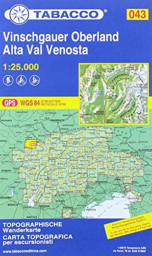 Beispielbild fr Vinschgauer Oberland 1:25 000: Tabacco Wanderkarte 43 zum Verkauf von medimops