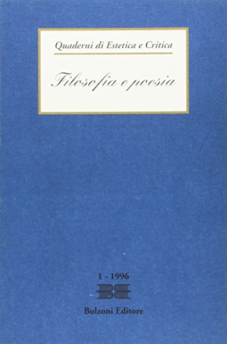 9788883190421: Filosofia E Poesia. Vol. 1