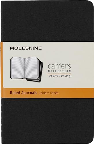 Beispielbild fr Moleskine Cahier Journal, Set 3 Notebooks with Ruled Pages, Cardboard Cover with Visible Cotton Stiching, Colour Black, Pocket 9 x 14 cm, 64 Pages zum Verkauf von PBShop.store US