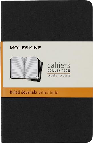 Stock image for Moleskine Cahier Journal, Set 3 Notebooks with Ruled Pages, Cardboard Cover with Visible Cotton Stiching, Colour Black, Pocket 9 x 14 cm, 64 Pages for sale by PBShop.store US