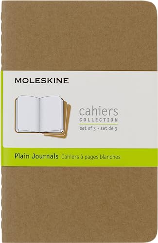 Stock image for Moleskine Cahier Journal, Set 3 Notebooks with Plain Pages, Cardboard Cover with Visible Cotton Stiching, Colour Kraft Brown, Pocket 9 x 14 cm, 64 Pages for sale by PBShop.store UK