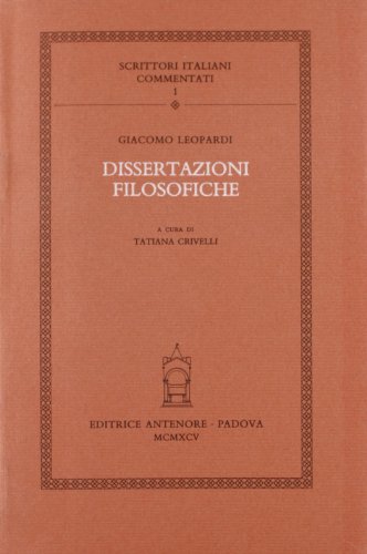 Dissertazioni filosofiche (9788884551665) by Leopardi, Giacomo