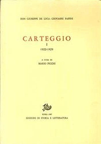 9788884982384: Carteggio. 1922-1929 (Vol. 1)