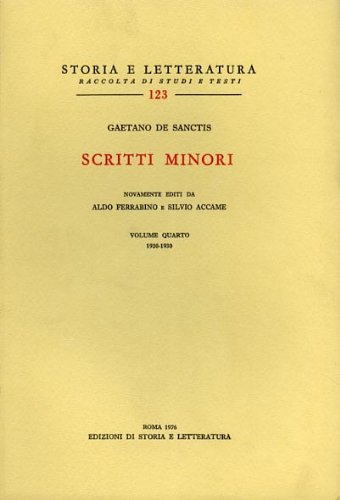 9788884988751: Scritti minori. Vol.IV: 1920-1930: Vol. 4