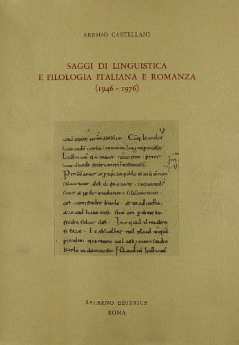 Saggi di linguistica e filologia italiana e romanza (1946-1976) (Italian Edition) (9788885026278) by [???]