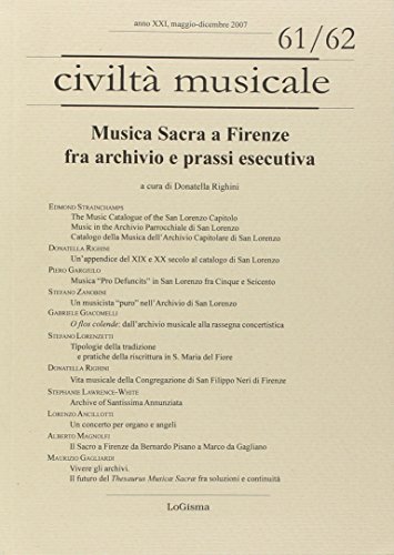 9788887621891: Musica sacra a Firenze fra archivio e prassi esecutiva. Ediz. multilingue (Civilt musicale)