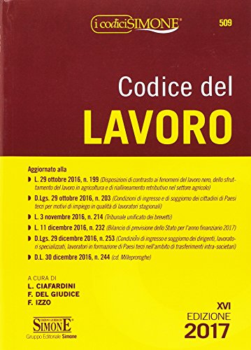 9788891412201: Codice del lavoro (I Codici Simone)