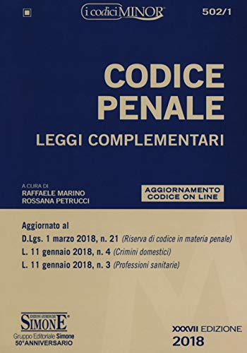 Imagen de archivo de Codice penale. Leggi complementari. Ediz. minor Marino, R. and Petrucci, R. a la venta por Copernicolibri