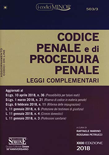 Imagen de archivo de Codice penale e di procedura penale. Leggi complementari Marino, R. and Petrucci, R. a la venta por Copernicolibri