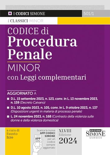 9788891437280: Codice di procedura penale con leggi complementari. Ediz. minor. Con app (I Codici Simone minor)