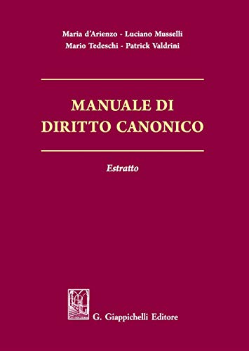 Beispielbild fr Manuale di diritto canonico. Estratto zum Verkauf von libreriauniversitaria.it