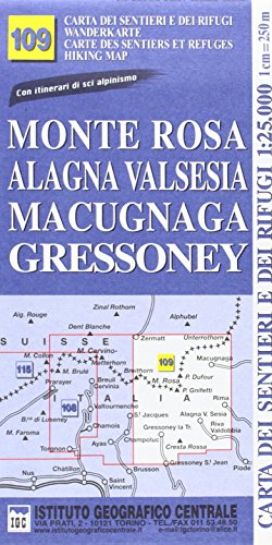 9788896455395: Carta n. 109 Monte Rosa, Alagna Valsesia, Macugnaga, Gressoney 1:25.000. Carta dei sentieri e dei rifugi. Serie monti (Carta. Monti)