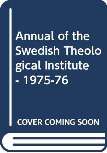 Stock image for Annual of the Swedish Theological Institute, vol. X for sale by Windows Booksellers