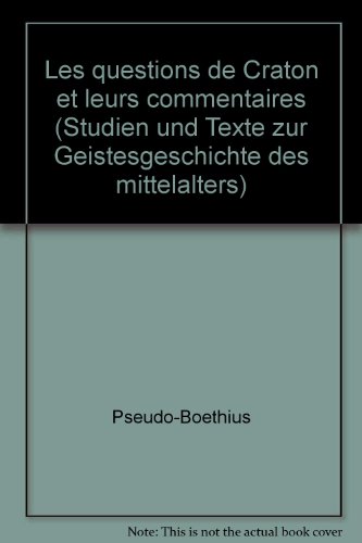 Beispielbild fr Les questions de Craton et leurs commentaires . zum Verkauf von Ganymed - Wissenschaftliches Antiquariat