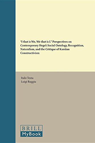 Beispielbild fr I That Is We, We That Is I: Perspectives on Contemporary Hegel; Social Ontology, Recognition, Naturalism, and the Critique of Kantian Constructivism zum Verkauf von Revaluation Books