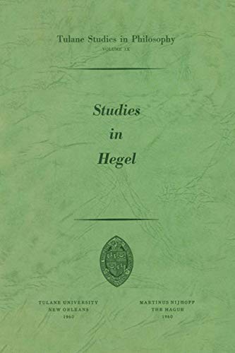 9789024702831: Studies in Hegel: Reprint 1960 (Tulane Studies in Philosophy)