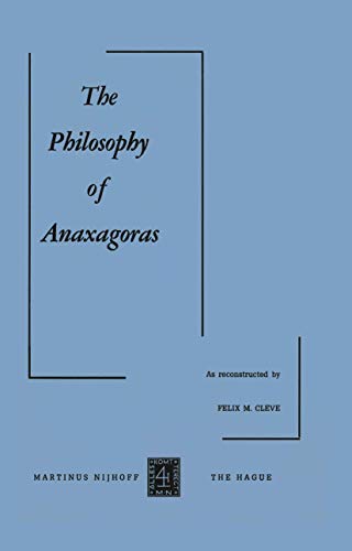 Imagen de archivo de The Philosophy of Anaxagoras a la venta por Better World Books