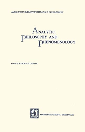 9789024718801: Analytical Philosophy and Phenomenology (American University Publications in Philosophy, 2)