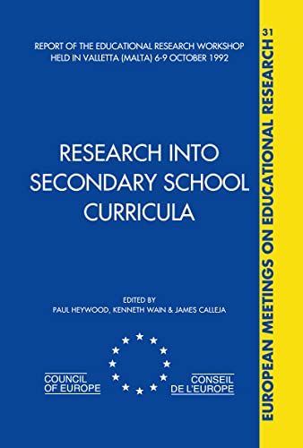 Beispielbild fr Research into Secondary School Curricula: Report of the Educational Research Workshop Held in Malta, 6-9 October 1992 zum Verkauf von Revaluation Books