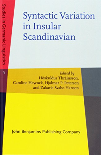 Stock image for Syntactic Variation in Insular Scandinavian (Studies in Germanic Linguistics) for sale by Books From California