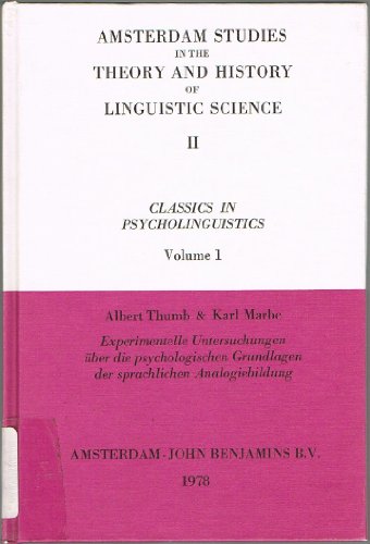 Imagen de archivo de Experimentelle Untersuchungen uber die psychologischen Grundlagen der sprachlichen Analogiebildung (1901): New edition a la venta por West With The Night