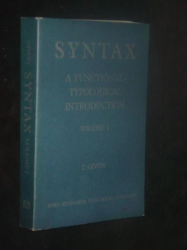 Stock image for Syntax: A Functional-Typological Introduction (Volume 1) for sale by Anybook.com