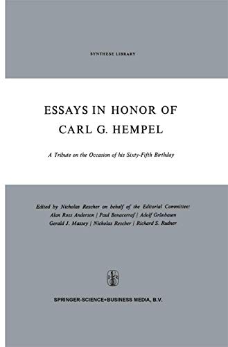Imagen de archivo de Essays in Honor of Carl G. Hempel: A Tribute on the Occasion of his Sixty-Fifth Birthday (Synthese Library) a la venta por Theoria Books