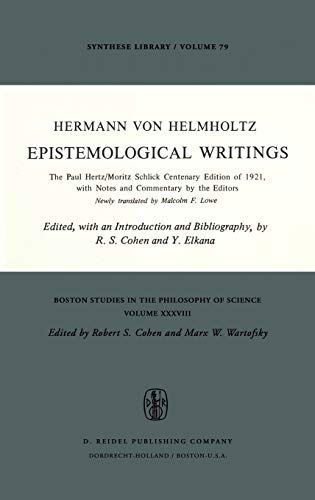 9789027702906: Epistemological Writings: The Paul Hertz/Moritz Schlick Centenary Edition of 1921 With Notes and Commentary by the Editors: 37