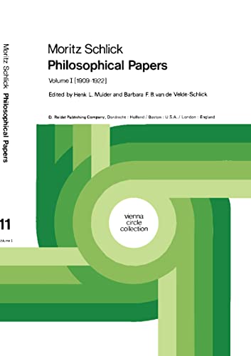 Imagen de archivo de Moritz Schlick: Philosophical Papers: Volume 1: (1909-1922) a la venta por ccbooksellers