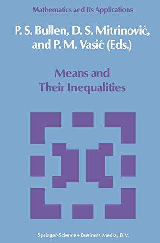 Stock image for MEANS AND THEIR INEQUALITIES for sale by Second Story Books, ABAA