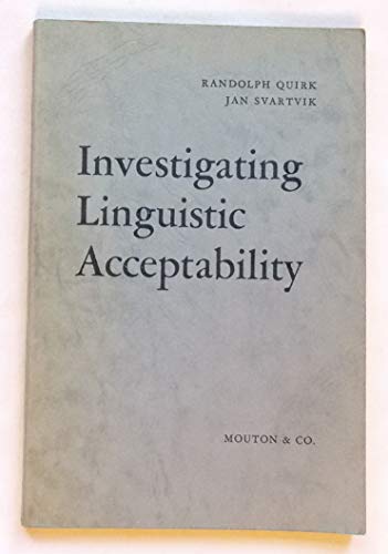 Beispielbild fr Investigating Linguistic Acceptability zum Verkauf von Better World Books