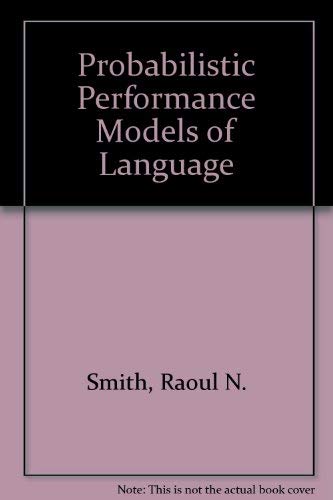 Beispielbild fr Probabilistic Performance Models of Language. Janua Linguarum Series Minor No. 150 zum Verkauf von Zubal-Books, Since 1961