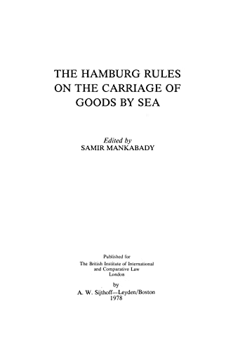 9789028609884: The Hamburg Rules On The Carriage Of Goods By Sea