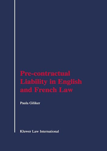 Pre-Contractual Liability in English and French Law (9789041118202) by Giliker, Paula