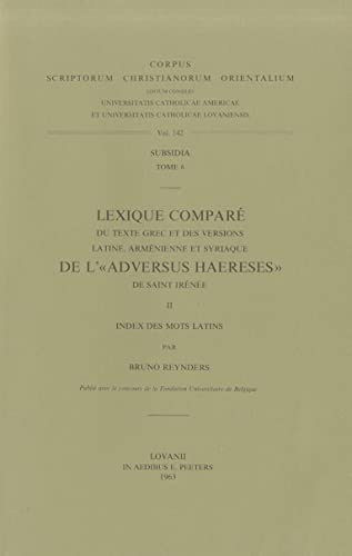 Lexique Compare Du Texte Grec Et Des Versions Latine, Armenienne Et ...
