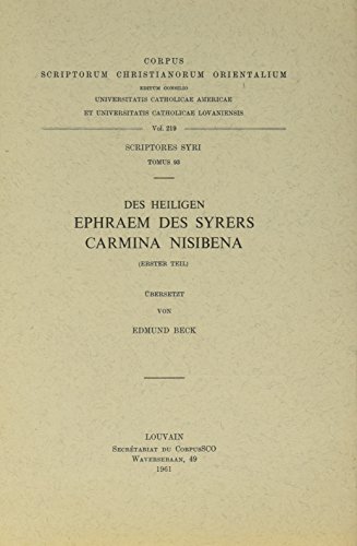 Beispielbild fr Corpus scriptorum Christianorum Orientalium. Vol 218 Des heiligen ephraem des syrers Carmina Nisibena zum Verkauf von MARCIAL PONS LIBRERO