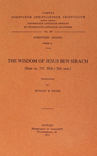 9789042903999: THE WISDOM OF JESUS BEN SIRACH. (Corpus Scriptorum Christianorum orientalium)