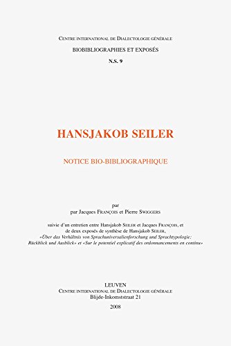 9789042918283: Hansjakob Seiler: Notice Bio-bibliographique