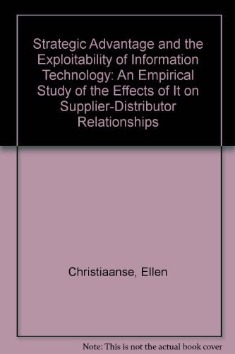 Beispielbild fr Strategic advantage and the exploitability of information technology. An empirical study of the effects of IT on supplier-distributor relationships in the US airline industry. zum Verkauf von Kloof Booksellers & Scientia Verlag