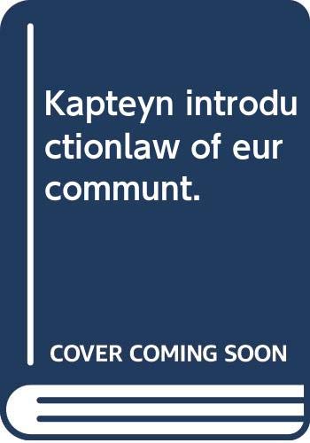 9789060021781: Kapteyn Introductionlaw of eur Communt