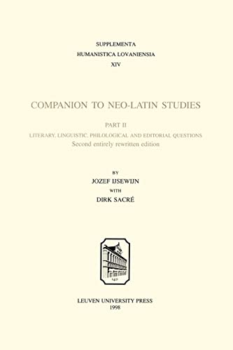 9789061868590: Companion to Neo-Latin Studies