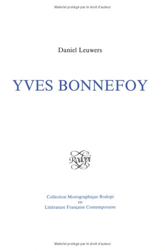 Stock image for Yves Bonnefoy for sale by Avol's Books LLC