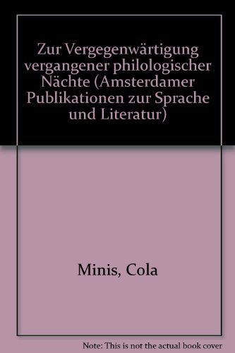 Beispielbild fr Zur Vergegenwrtigung vergangener philologischer Nchte. zum Verkauf von Antiquariat Kai Gro