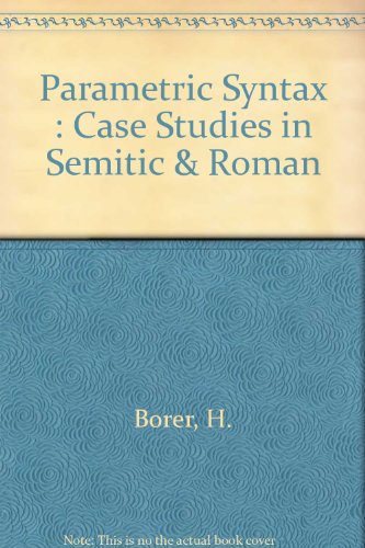 Imagen de archivo de Parametric Syntax, Case Studies in Semitic and Romance Languages a la venta por Andrew's Books