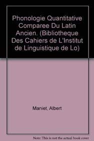 9789068312256: PHONOLOGIE QUANTITATIVE COMPARE DU LATIN ANCIEN.: 53 (Bibliothque des cahiers de L'Institut de Linguistique de)