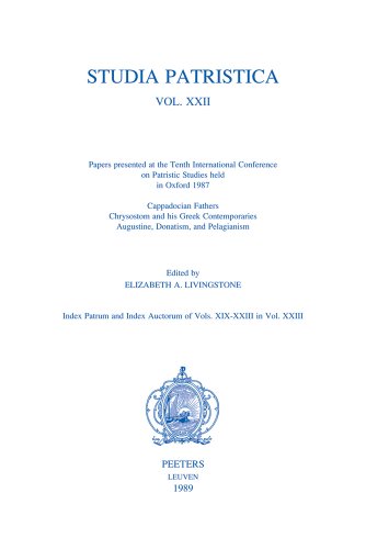 Beispielbild fr Studia Patristica. Vol. XXII u Cappadocian Fathers, Chrysostom and his Greek Contemporaries, Augustine, Donatism and Pelagianism. [Soft Cover ] zum Verkauf von booksXpress