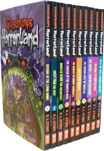 Stock image for R L Stine Goosebumps Horrorland Series Collection 10 Books Bundle (Revenge of The Living Dummy, Creep From The Deep, Monster Blood For Breakfast, The Scream Of The Haunted Mask, Dr Maniac Vs Robby Schwartz, Who's Your Mummy, My Friend Call Me Monster, Say Cheese- And Die Screaming!, Welcome To Camp Slither, Help! We Have Strange Powers) for sale by Revaluation Books