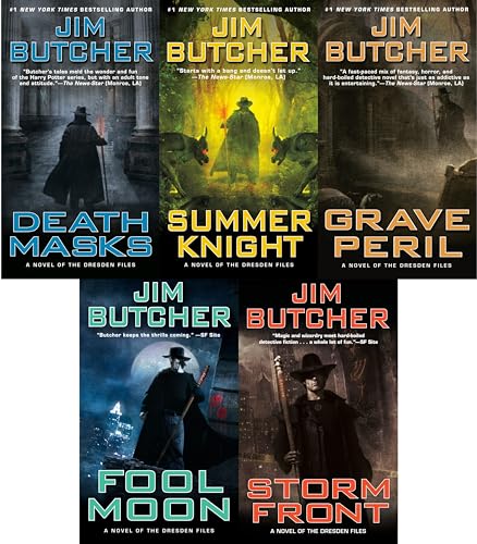Stock image for Jim Butcher Dresden Files Series 1 Collection 5 Books Set (Storm Front, Fool Moon, Grave Peril, Summer Knight, Death Masks) for sale by GF Books, Inc.