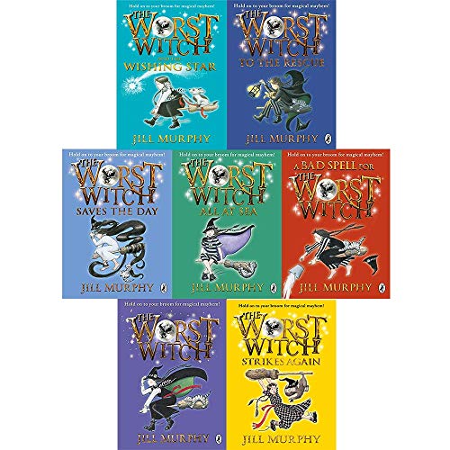 Beispielbild fr The Worst Witch 7 Books Collection Set By Jill Murphy (Wishing Star, Bad Spell, Worst Witch, Strikes Again, Saves the Day, Rescue, All at Sea) zum Verkauf von Ergodebooks