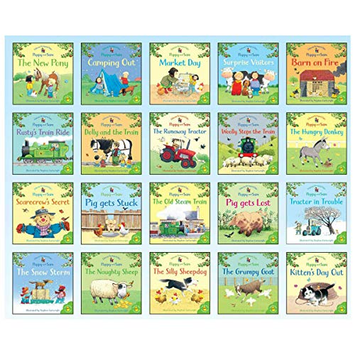 Imagen de archivo de Usborne Farmyard Tales Collection 20 Books Set (Pig Gets Stuck, The Naughty Sheep, Barn on Fire, The Runaway Tractor, Pig Gets Lost, The Hungry Donkey, Scarecrow's Secret, Tractor in Trouble, The Silly Sheepdog, Kitten's Day Out, The New Pony, The Grumpy Goat, The Snow Storm, Surprise Visitors, Market Day, Camping Out, Old Steam Train, Dolly And The Train, Rusty's Train Ride, Woolly Stops The Train) a la venta por Revaluation Books